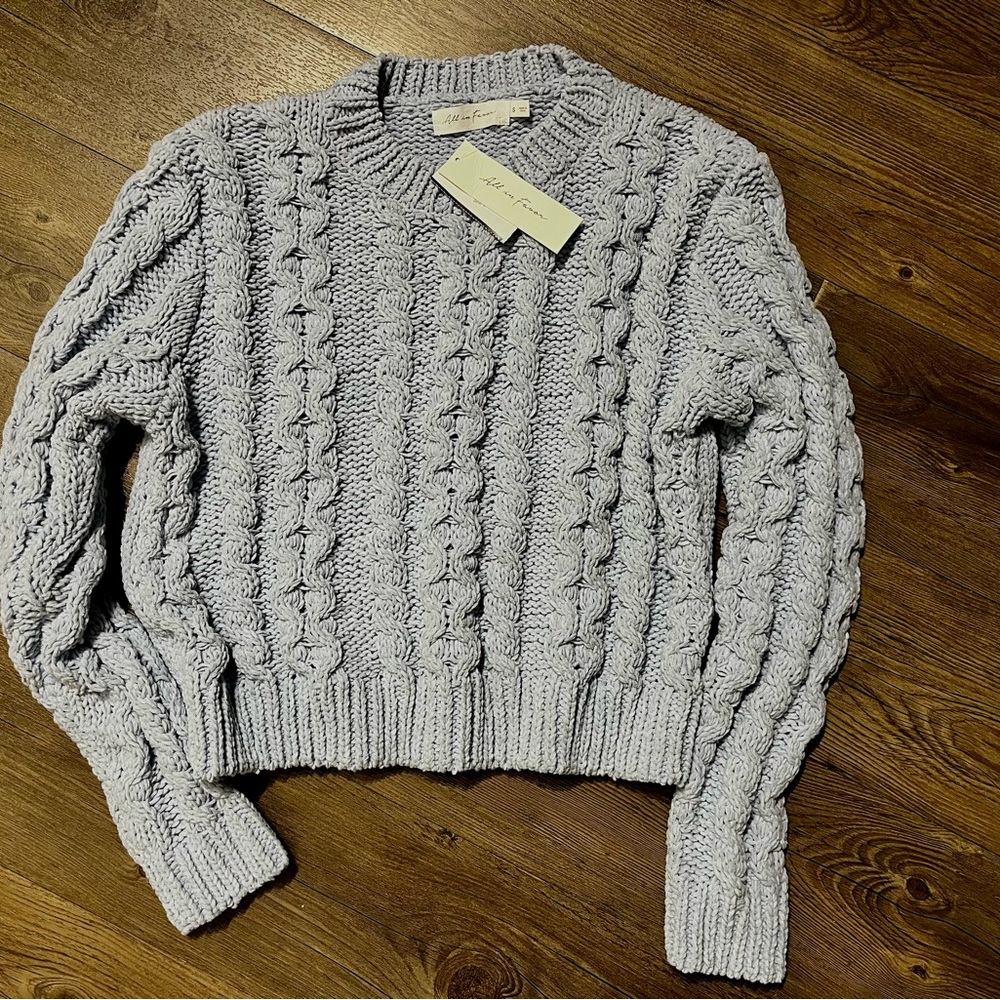 All in Favor Cable Crop Sweater